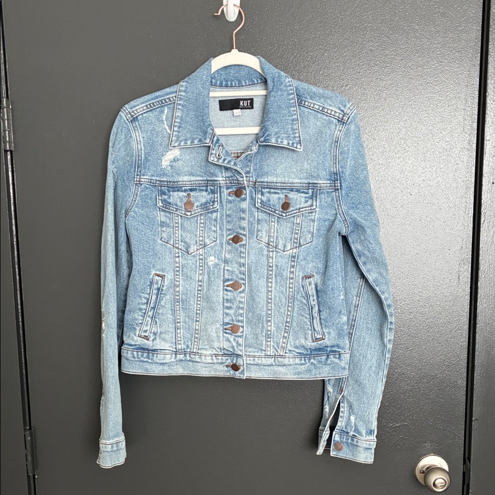 Kut from the Kloth Julia Denim Jacket Sz S - Picture 5 of 10